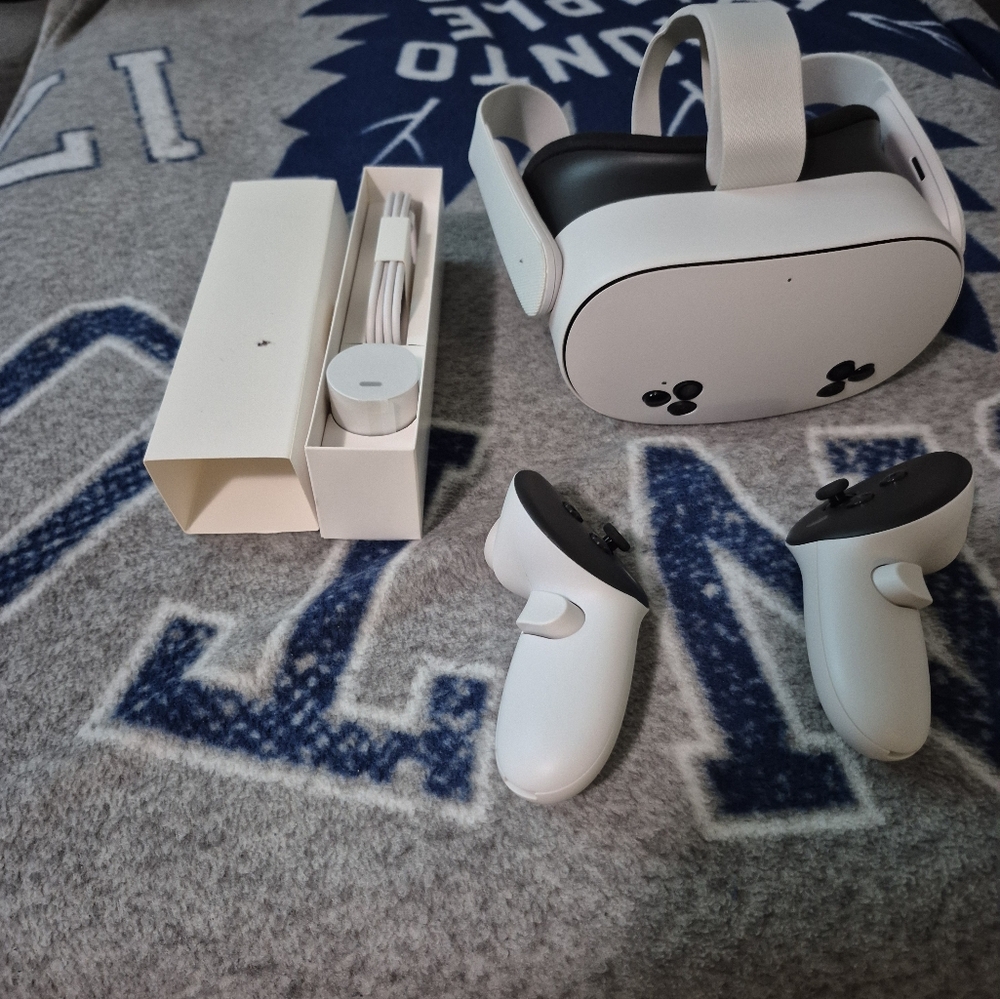 White VR Headset with Controllers